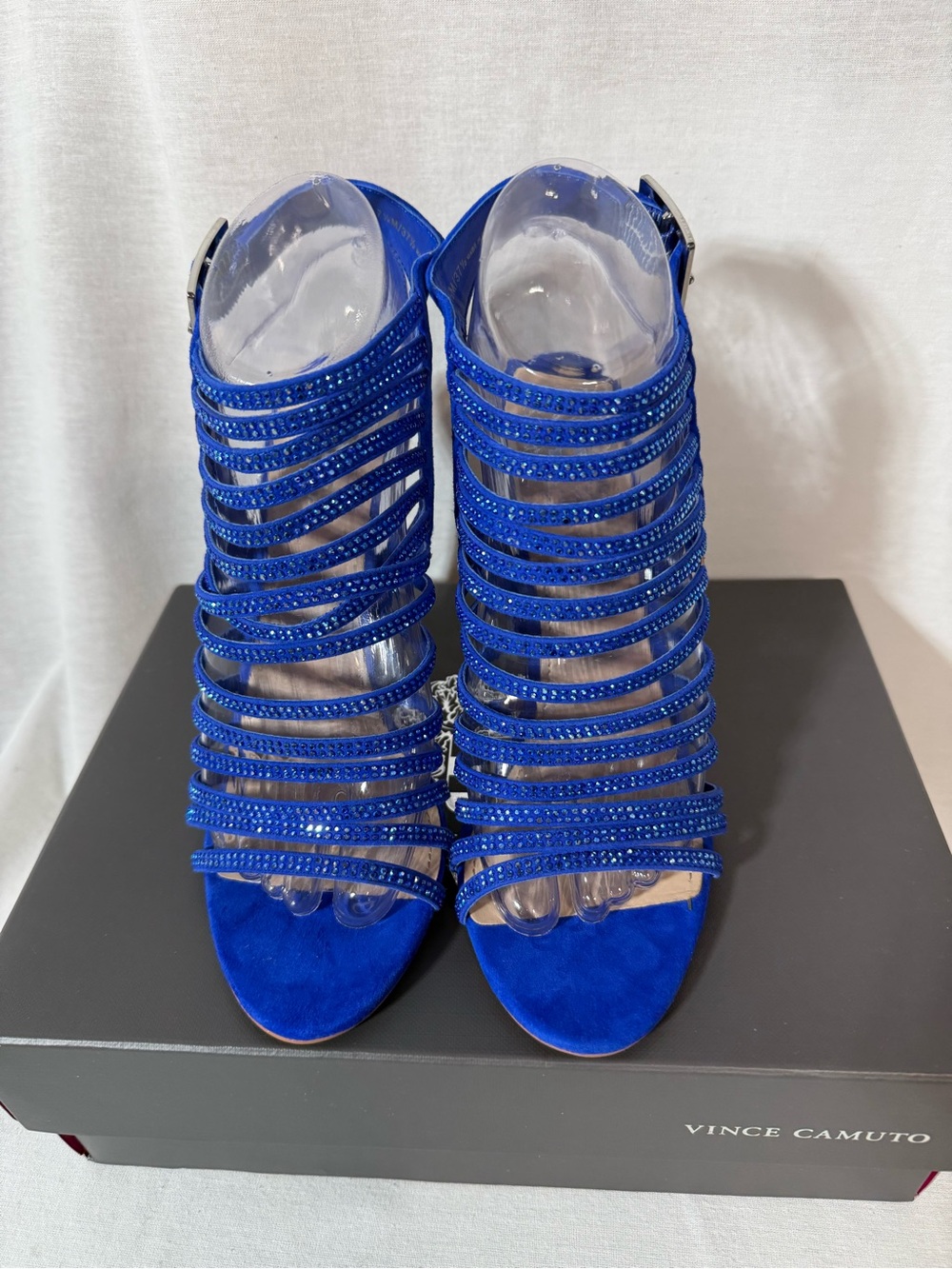 Vince Camuto Cobalt Blue Strappy Rhinestone Sandals Size 7.5
